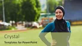  Presentation with islamic muslim - Theme featuring muslim-woman-with-a-burqa background and a yellow colored foreground