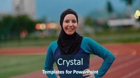  Presentation with islamic muslim - PPT theme having muslim-woman-with-a-burqa background and a ocean colored foreground