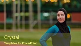  Presentation with hijab - Slide set consisting of muslim-woman-with-a-burqa background and a tawny brown colored foreground