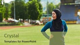  Presentation with islamic muslim - PPT theme enhanced with muslim-woman-with-a-burqa background and a yellow colored foreground