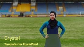  Presentation with islamic muslim - Presentation theme with muslim-woman-with-a-burqa background and a tawny brown colored foreground