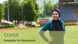  Presentation with islamic - Presentation theme enhanced with muslim-woman-with-a-burqa background and a yellow colored foreground