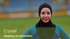  Presentation with islamic muslim - PPT layouts consisting of muslim-woman-with-a-burqa background and a tawny brown colored foreground