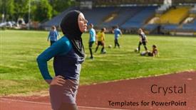  Presentation with islamic muslim - Slides featuring muslim-woman-with-a-burqa background and a tawny brown colored foreground