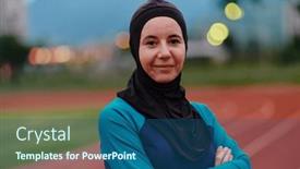  Presentation with islamic muslim - Slide deck enhanced with muslim-woman-with-a-burqa background and a ocean colored foreground