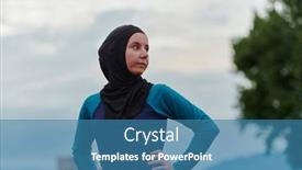  Presentation with islamic muslim - Slide set enhanced with muslim-woman-with-a-burqa background and a teal colored foreground