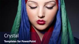  Presentation with woman muslim - Presentation theme consisting of muslim-woman-with-headscarf background and a navy blue colored foreground