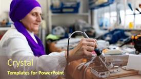  Presentation with woman muslim - Slides with muslim-woman-working-in-electrician background and a tawny brown colored foreground