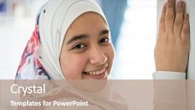  Presentation with muslim women - Audience pleasing PPT theme consisting of muslim women - arabic girl in new home backdrop and a coral colored foreground