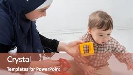  Presentation with baby chickens little cute chicks - Presentation featuring muslim women - cute baby toddler playing background and a coral colored foreground