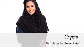  Presentation with middle eastern traditional dishes falafel - Presentation theme featuring muslim women - cute middle eastern businesswoman background and a white colored foreground