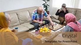  Presentation with muslim - Cool new presentation theme with muslim-young-woman-in-wheelchair backdrop and a coral colored foreground