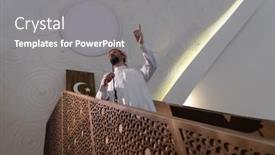  Presentation with arabic - PPT theme having muslims-young-arabic-imam background and a gray colored foreground