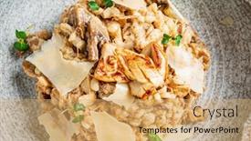  Presentation with red - PPT theme consisting of musroom-risotto-wiht-parmesan background and a  colored foreground