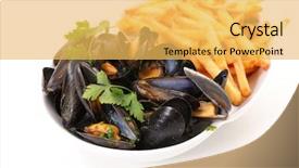  Presentation with french fries - Slides featuring mussel and french fries background and a yellow colored foreground