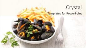  Presentation with french fries - Beautiful theme featuring mussel and french fries backdrop and a blonde colored foreground