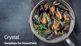  Presentation with barbecue - Colorful PPT layouts enhanced with mussel in white wine creme backdrop and a dark gray colored foreground