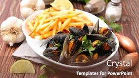  Presentation with french fries - Audience pleasing slide deck consisting of mussel with french fries backdrop and a tawny brown colored foreground