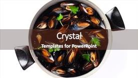  Presentation with copper - PPT theme featuring mussels in copper pot isolated background and a tawny brown colored foreground