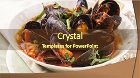  Presentation with sauce - Presentation enhanced with mussels in tomato sauce background and a tawny brown colored foreground
