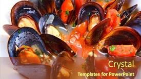  Presentation with saute - Colorful PPT layouts enhanced with mussels saute ragout backdrop and a tawny brown colored foreground