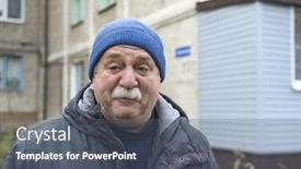  Presentation with street - Slides consisting of mustachioed-man-in-a-knitted background and a dark gray colored foreground