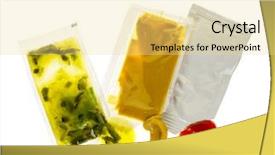  Presentation with ketchup - Slide deck enhanced with mustard and ketchup condiment packet background and a blonde colored foreground