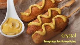  Presentation with dogs - Cool new PPT layouts with mustard classic american food backdrop and a tawny brown colored foreground