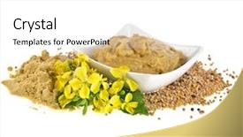  Presentation with powder - Audience pleasing presentation design consisting of mustard dish sauce and powder backdrop and a  colored foreground