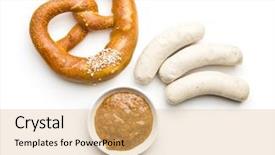  Presentation with oktoberfest bavarian white and blue - Colorful presentation design enhanced with mustard isolated on white backround backdrop and a coral colored foreground