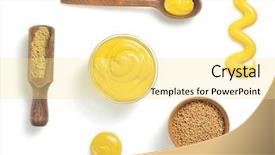  Presentation with sauce - Audience pleasing slide deck consisting of mustard sauce in bowl isolated backdrop and a blonde colored foreground