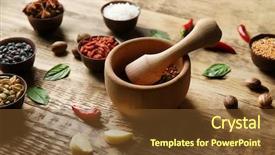 Presentation with mortar - Slide deck having mustard seeds - composition with different spices background and a tawny brown colored foreground