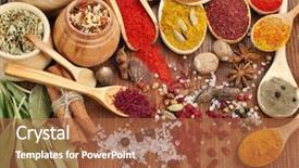  Presentation with powder - PPT layouts having mustard seeds - powder spices on spoons background and a red colored foreground
