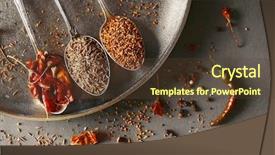  Presentation with spices export - Theme with mustard seeds - tray with spices in spoons background and a tawny brown colored foreground