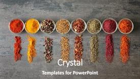  Presentation with seeds - Colorful PPT layouts enhanced with mustard seeds - various spices in glass bowls backdrop and a violet colored foreground