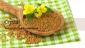  Presentation with seeds - Slide set featuring mustard seeds in wooden spoon background and a gold colored foreground