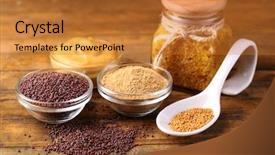  Presentation with seed and tree mustard - Cool new theme with mustard seeds powder and sauce backdrop and a gold colored foreground
