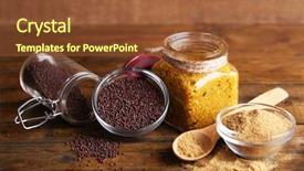  Presentation with seed and tree mustard - Slides featuring mustard seeds powder and sauce background and a tawny brown colored foreground
