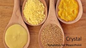  Presentation with mustard seed - Slide set having mustard selection of dijon powder background and a red colored foreground