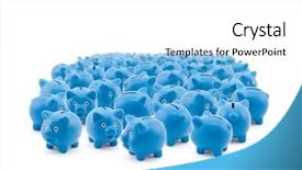  Presentation with piggy bank is evil - Beautiful slide set featuring mustered - large group of blue piggy backdrop and a white colored foreground