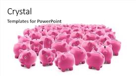  Presentation with piggy bank broken piggybank - Presentation theme consisting of mustered - large group of pink piggy background and a white colored foreground