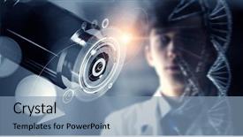  Presentation with medicine - Cool new PPT theme with mutation - innovative technologies in science backdrop and a seafoam green colored foreground