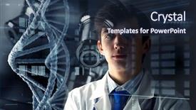  Presentation with science - Theme featuring mutation - innovative technologies in science background and a navy blue colored foreground