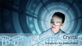  Presentation with mutation - Colorful slide deck enhanced with mutation - woman science technologist in laboratory backdrop and a light blue colored foreground