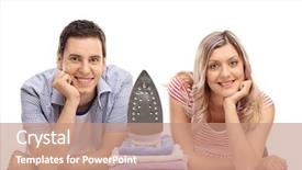  Presentation with iron - Beautiful PPT layouts featuring mutual help - young smiling couple posing backdrop and a coral colored foreground