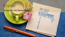  Presentation with 2022 - PPT theme having my-2022-achievements-blank-list background and a yellow colored foreground