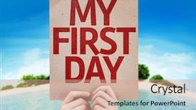  Presentation with first - Slide deck with my first day card background and a coral colored foreground