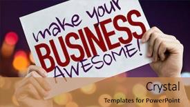  Presentation with awesome - Slide deck featuring make your business awesome placard background and a coral colored foreground