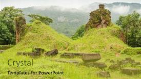  Presentation with vietnam - Presentation theme consisting of old brown organic coconut fruits with one broken into half on white background background and a pink colored foreground