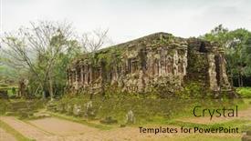 Presentation with vietnam - Presentation design with my-son-temple-ruins-vietnam background and a gold colored foreground